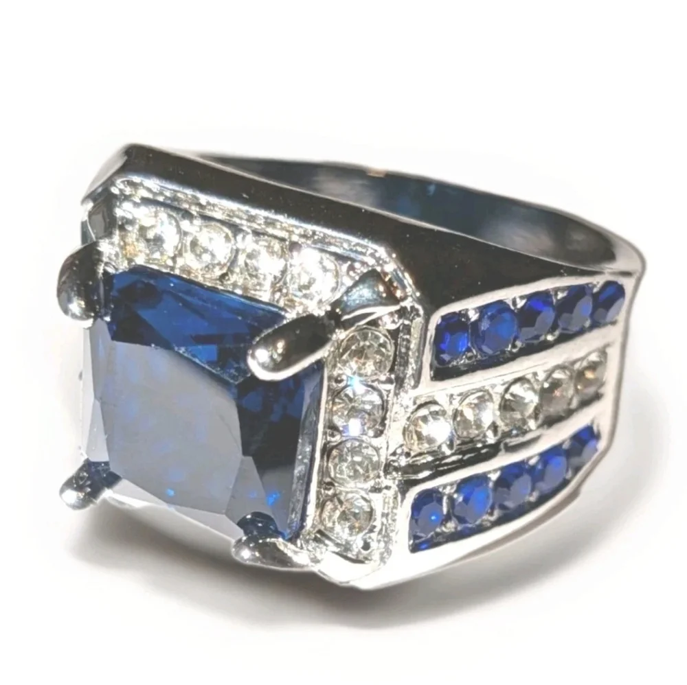 Sapphire Diamond Men's Ring Sz 9